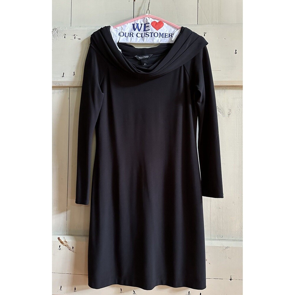 White House Black Market Cowl Neck Long Sleeve Little Black Dress - Size XS